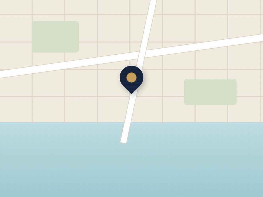 Stylised map showing the hotel location above the harbour